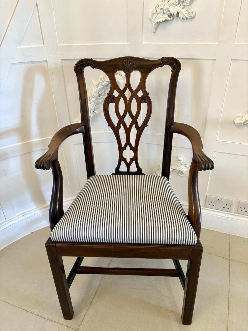 Set of 8 Antique Edwardian Quality Mahogany Dining Chairs - Image 8